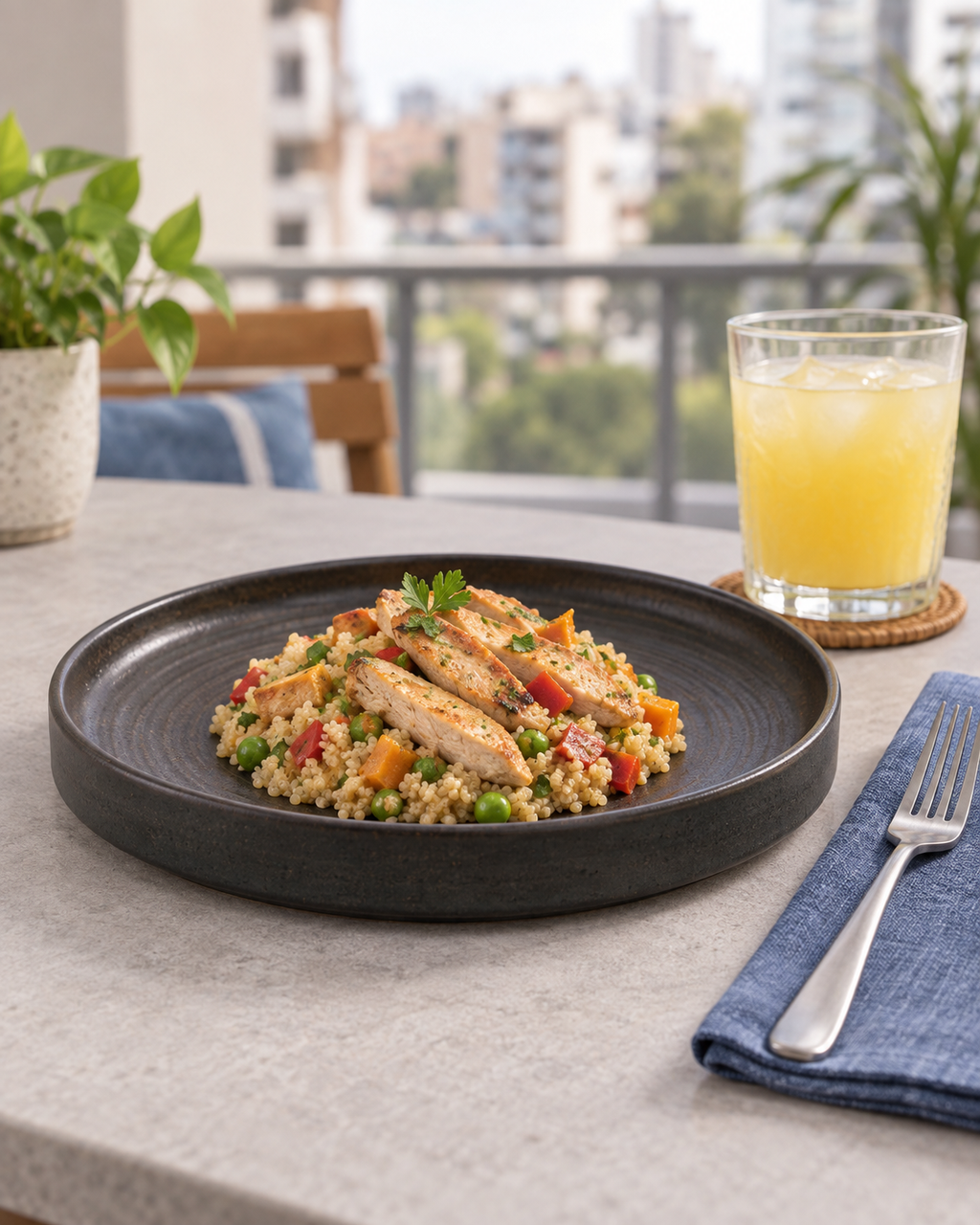 Plato carbón de borde recto con anillos – Basalto
