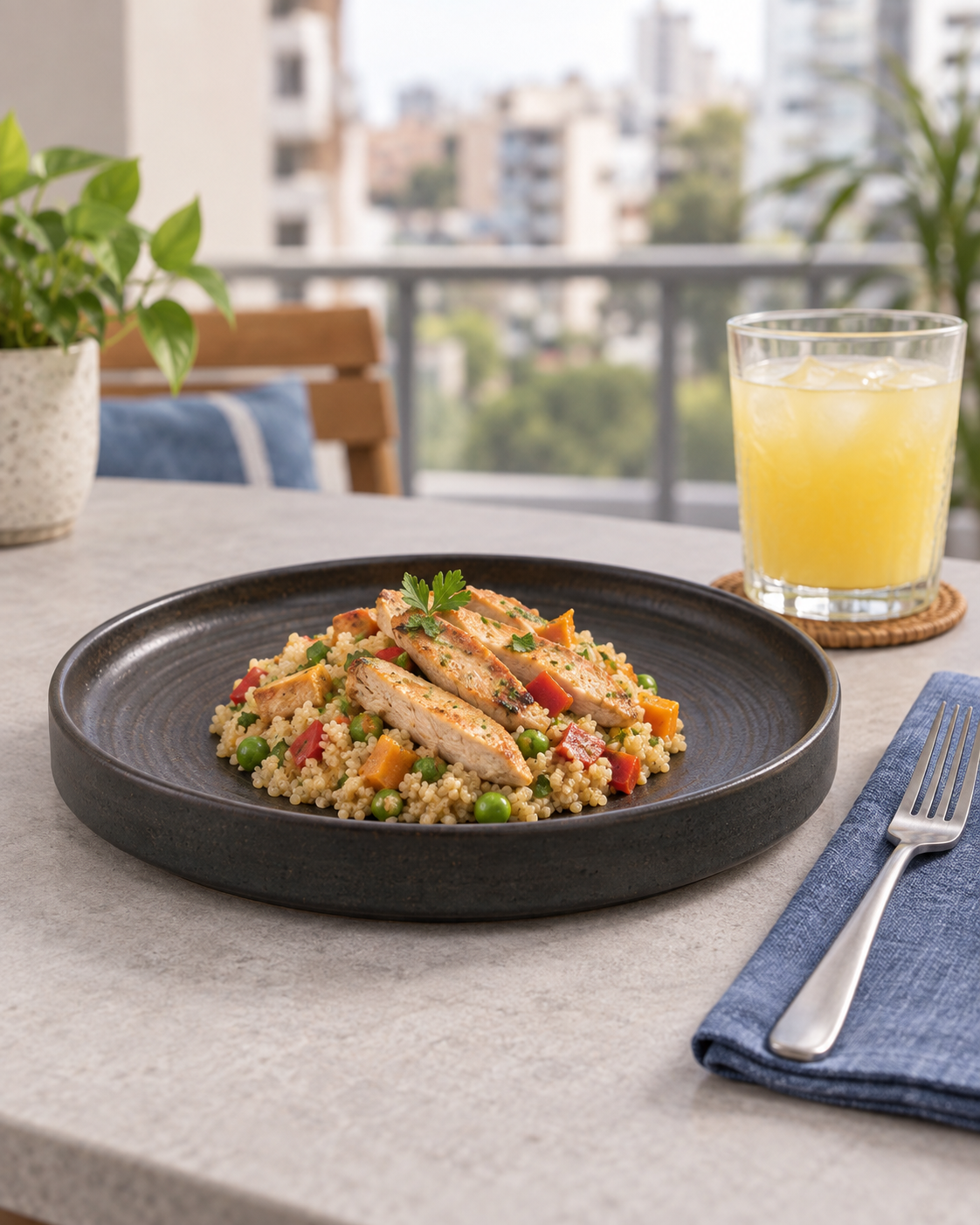 Plato carbón de borde recto con anillos – Basalto