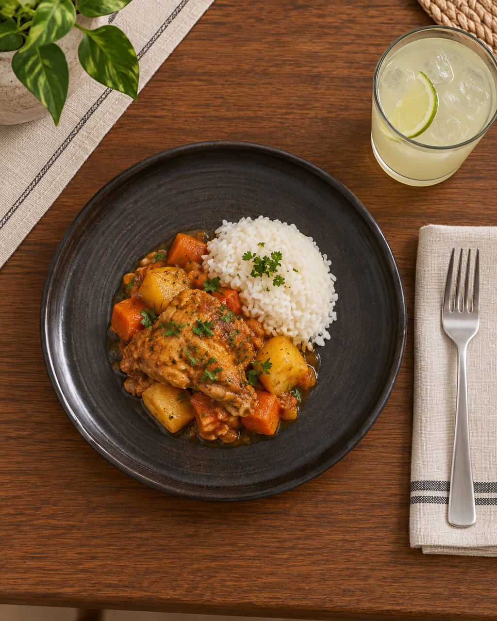 Plato carbón de borde recto con anillos – Basalto