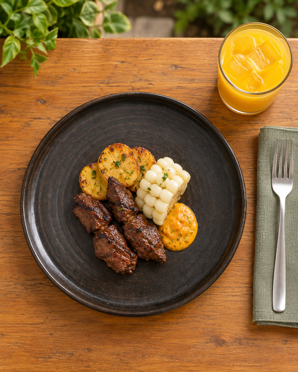Plato carbón de borde recto con anillos – Basalto