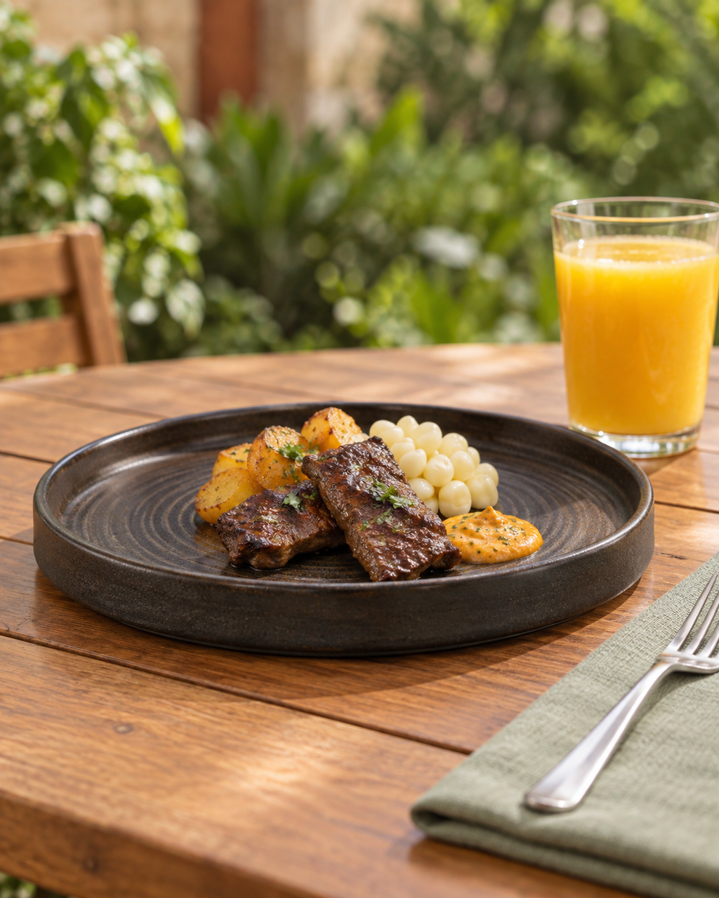 Plato carbón de borde recto con anillos – Basalto