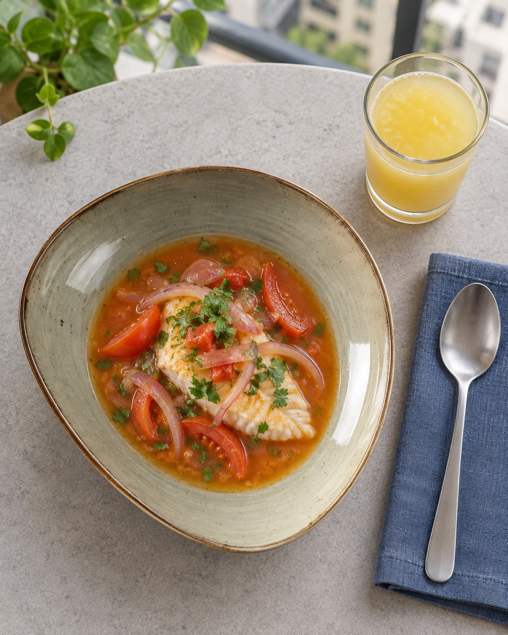 Plato hondo asimétrico gris salvia – Sauce