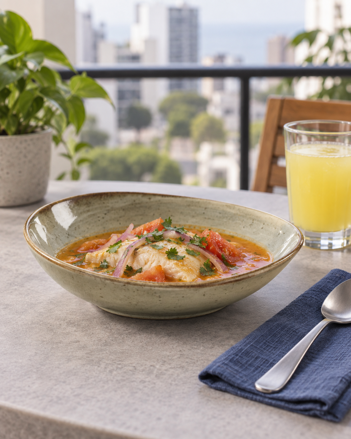 Plato hondo asimétrico gris salvia – Sauce
