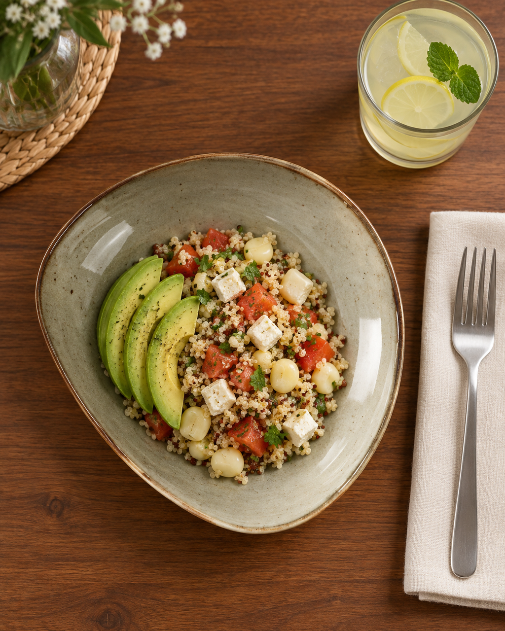 Plato hondo asimétrico gris salvia – Sauce