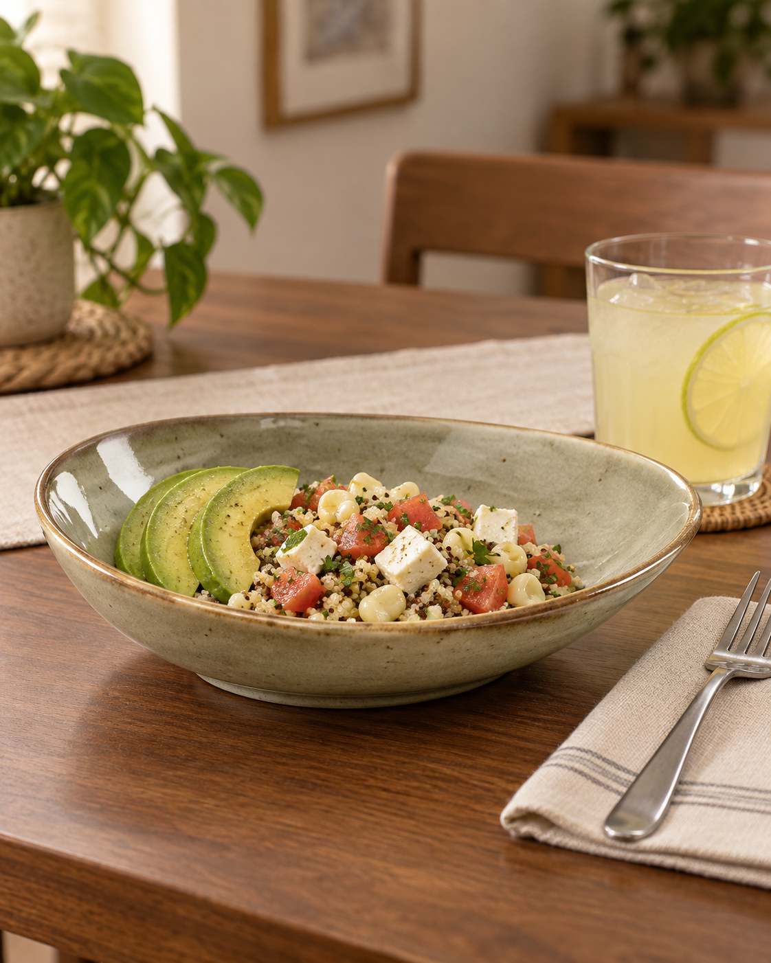 Plato hondo asimétrico gris salvia – Sauce