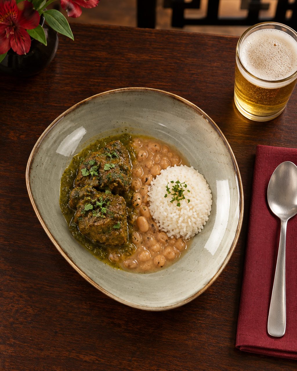 Plato hondo asimétrico gris salvia – Sauce