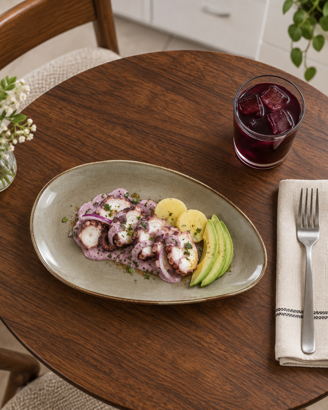 Plato alargado gris topo y salvia – Guijarro