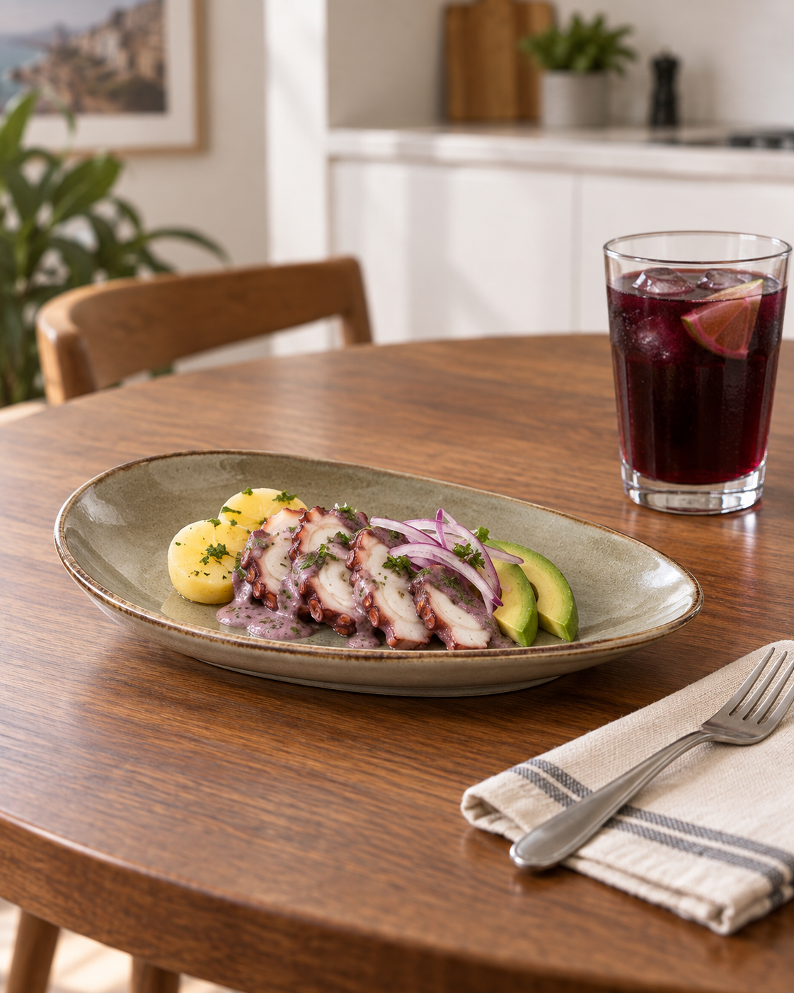 Plato alargado gris topo y salvia – Guijarro