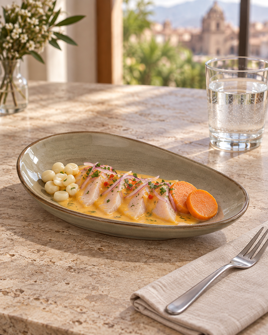 Plato alargado gris topo y salvia – Guijarro