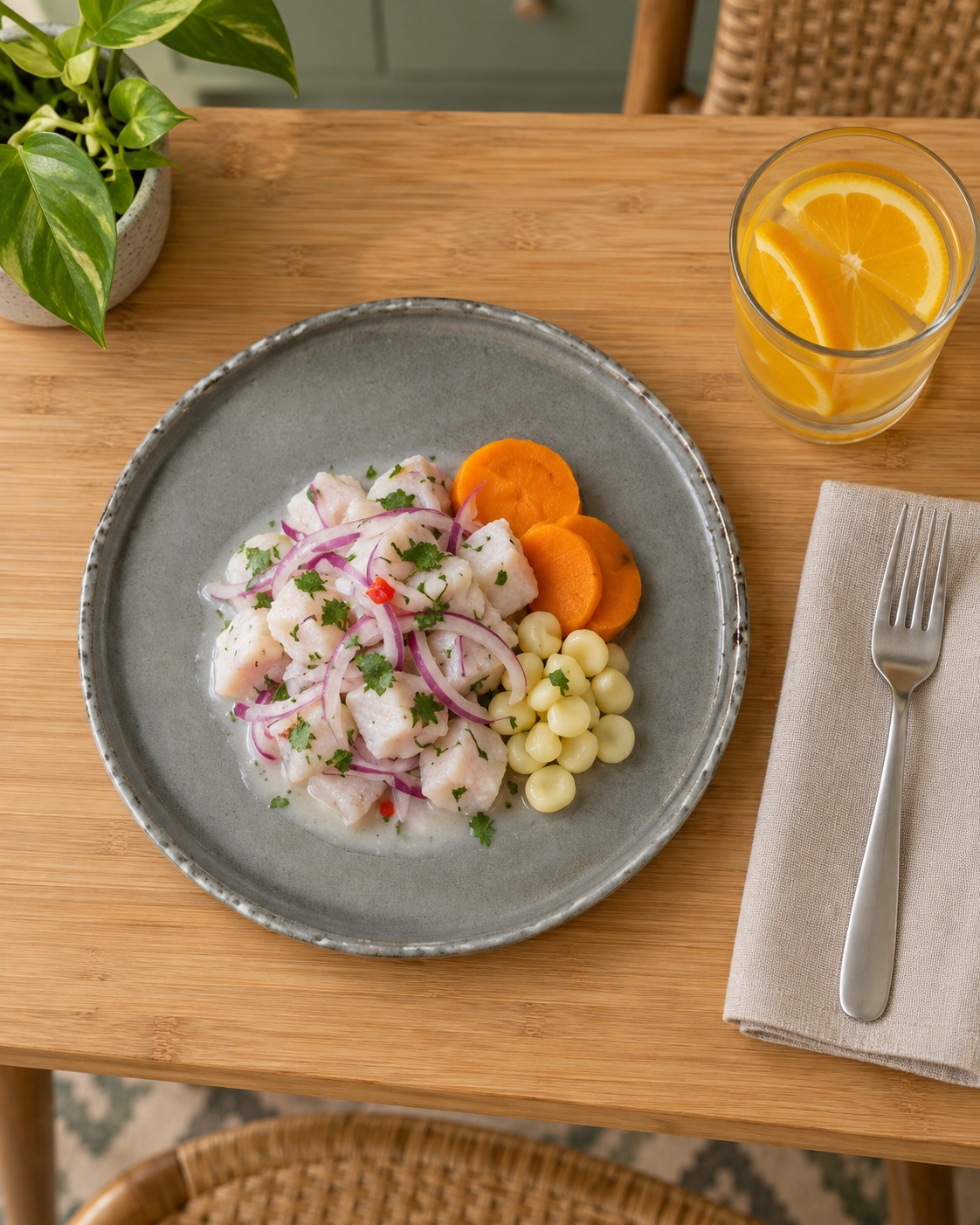 Plato gris humo con borde orgánico – Nimbo
