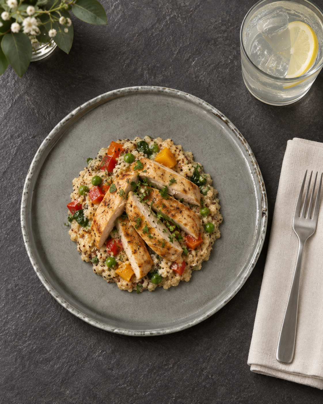 Plato gris humo con borde orgánico – Nimbo