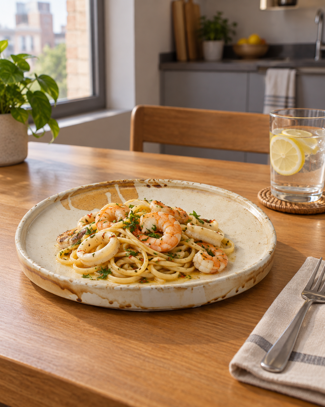 Plato crema y ocre con borde orgánico – Miel