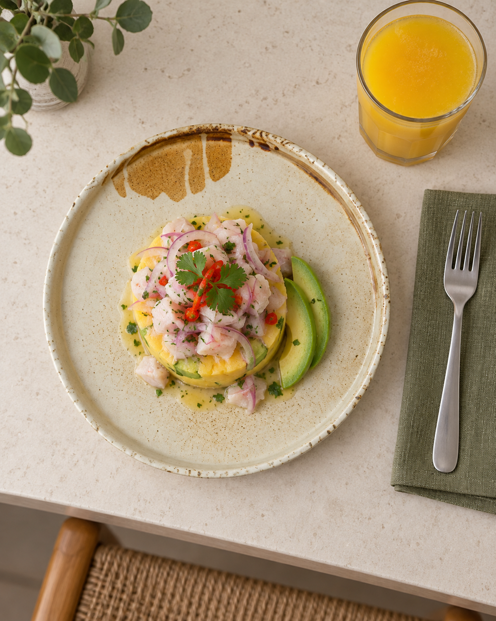 Plato crema y ocre con borde orgánico – Miel