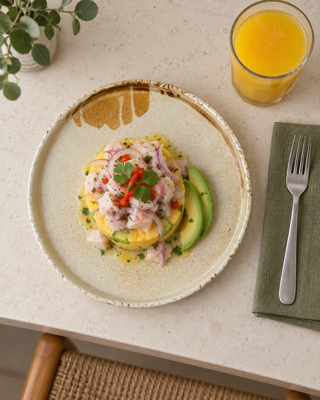 Plato crema y ocre con borde orgánico – Miel