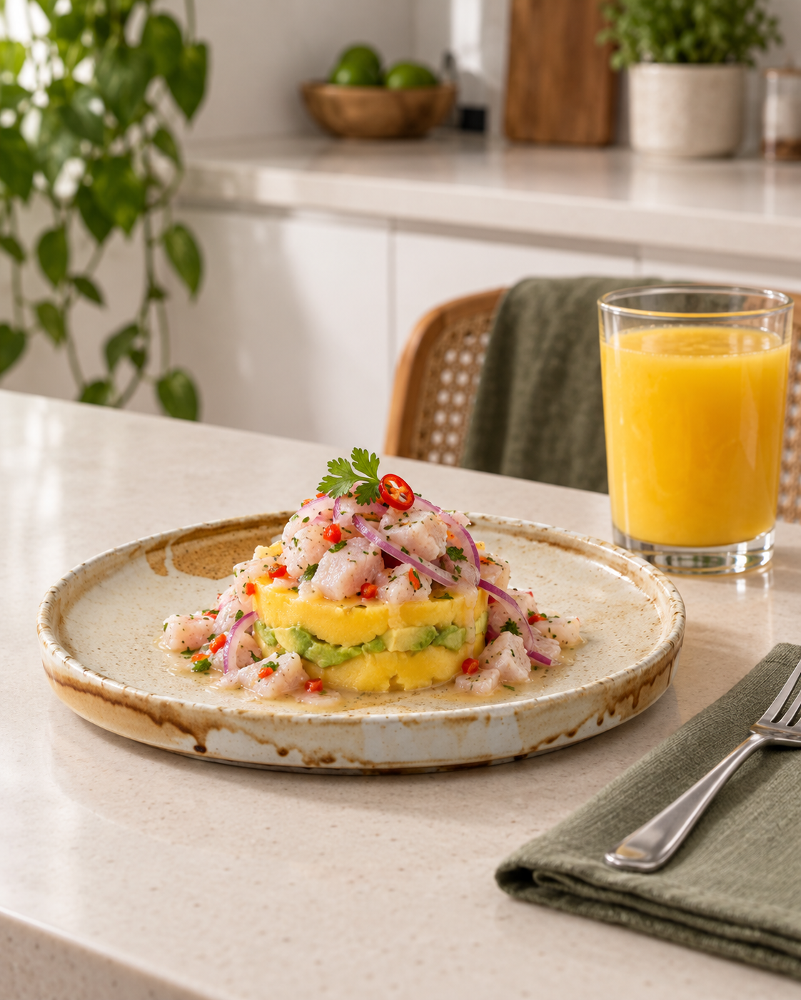 Plato crema y ocre con borde orgánico – Miel