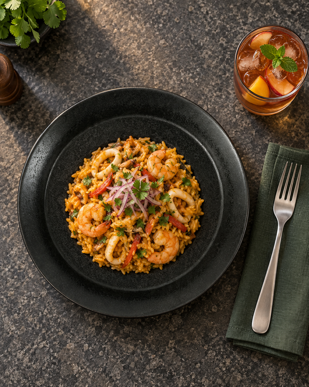Plato negro carbón con borde elevado – Eclipse