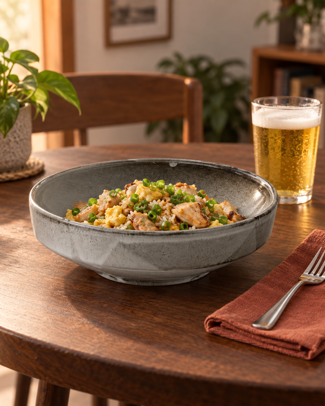 Plato hondo gris humo con exterior facetado – Pizarra