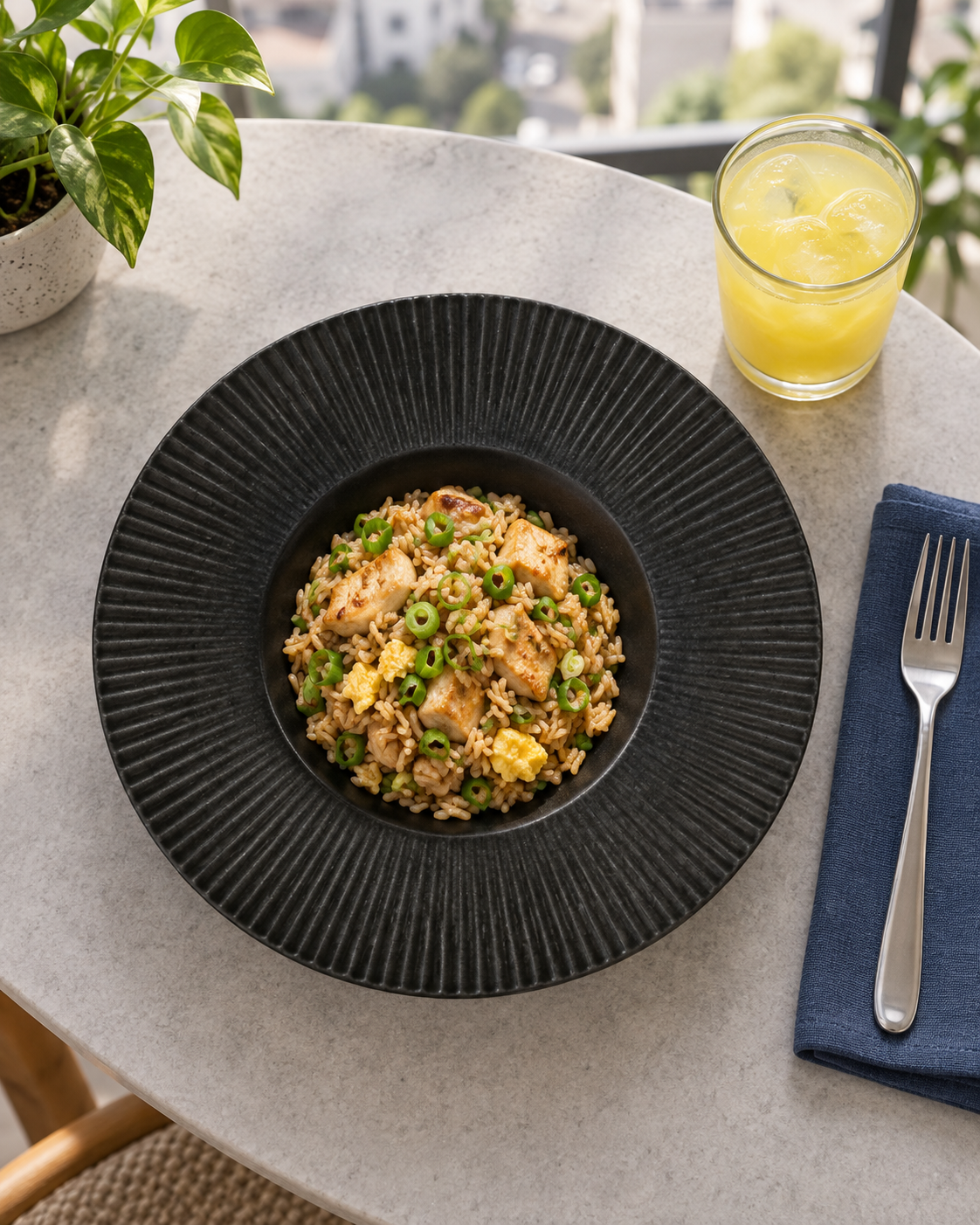 Plato para pasta negro con ala estriada – Rayo