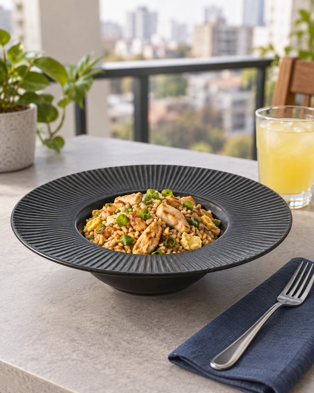 Plato para pasta negro con ala estriada – Rayo