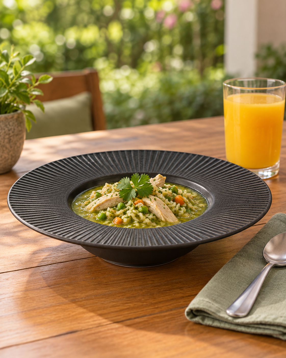 Plato para pasta negro con ala estriada – Rayo