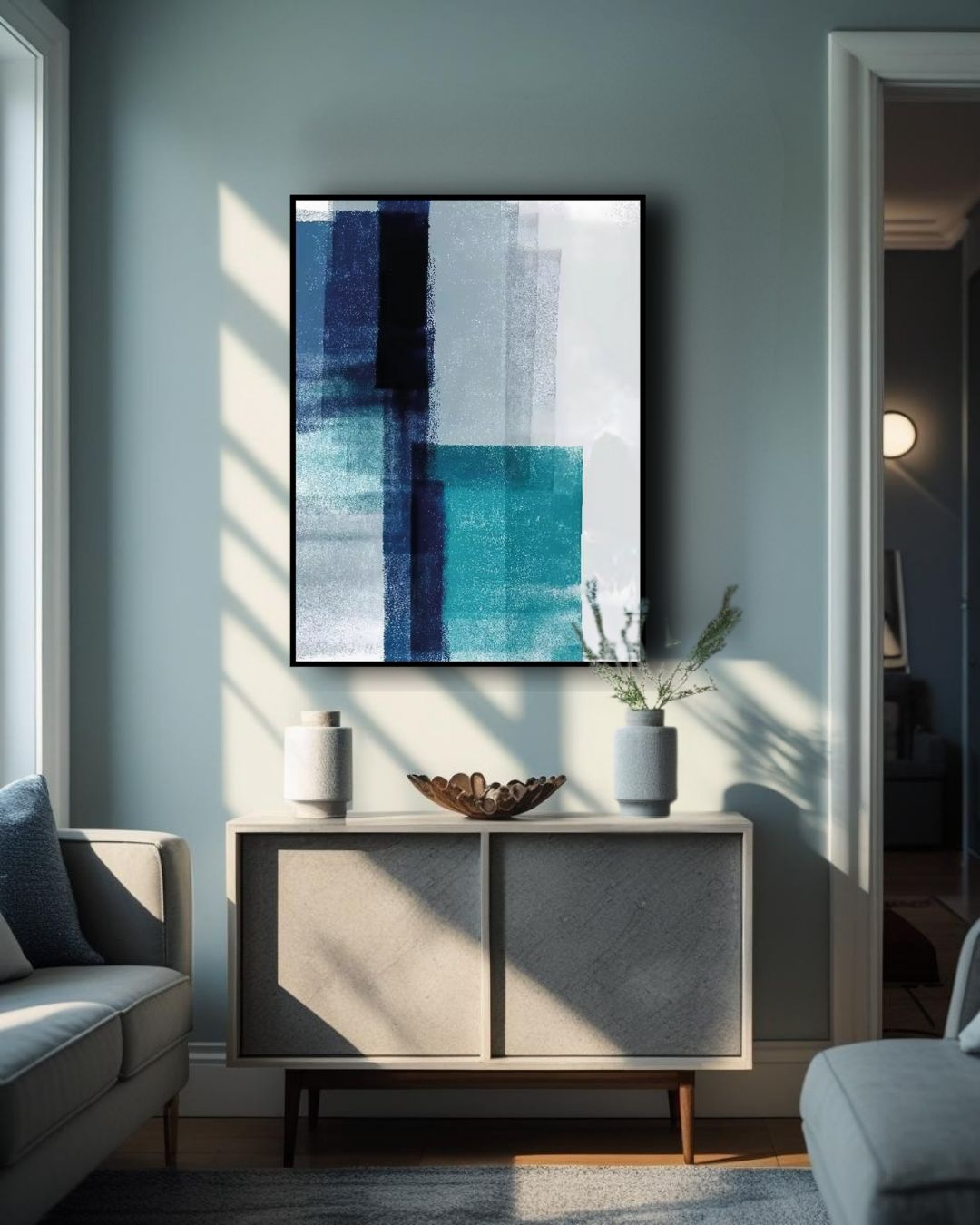 Cuadro abstracto 90 x 120 cm., Azure