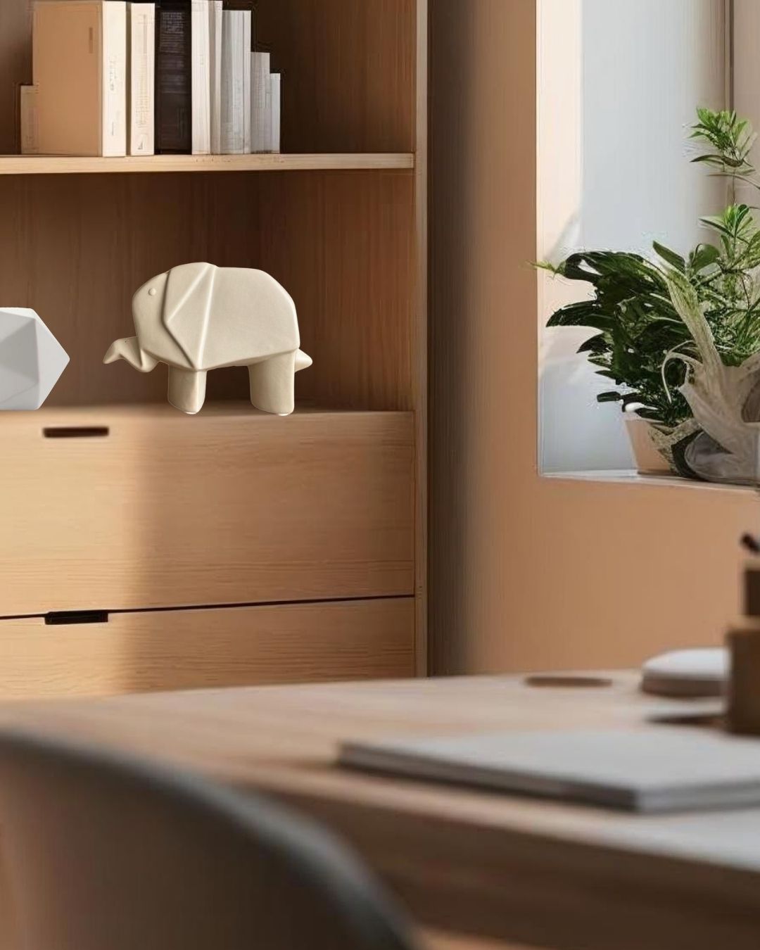 Figura decorativa de elefante minimalista