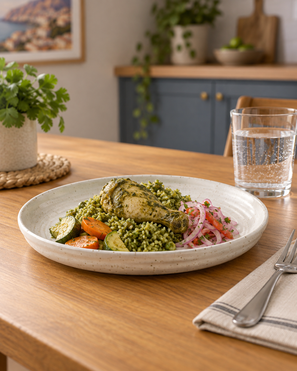 Plato blanco roto moteado con anillos – Jaspe