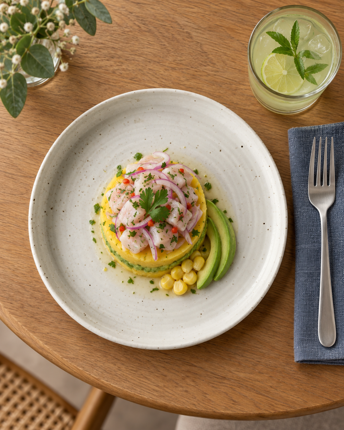 Plato blanco roto moteado con anillos – Jaspe