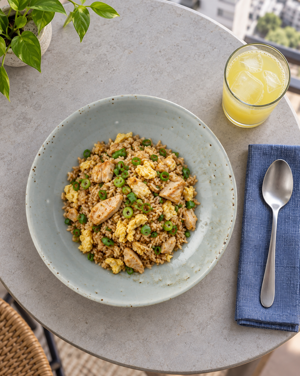 Plato hondo celadón moteado – Rocío