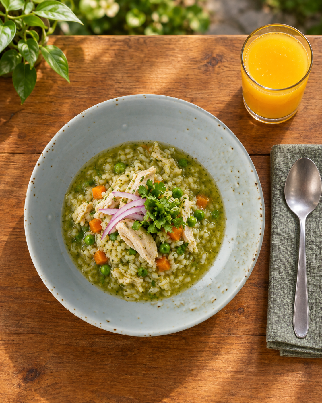 Plato hondo celadón moteado – Rocío