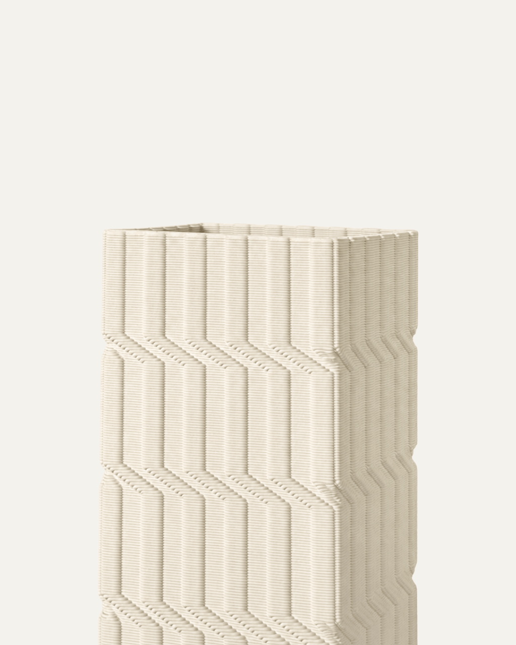 Jarrón blanco crema con textura zigzag - Tokio