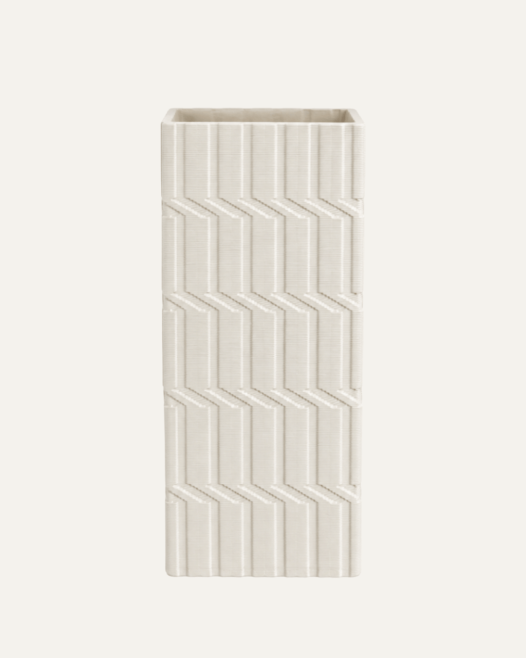 Jarrón blanco crema con textura zigzag - Tokio