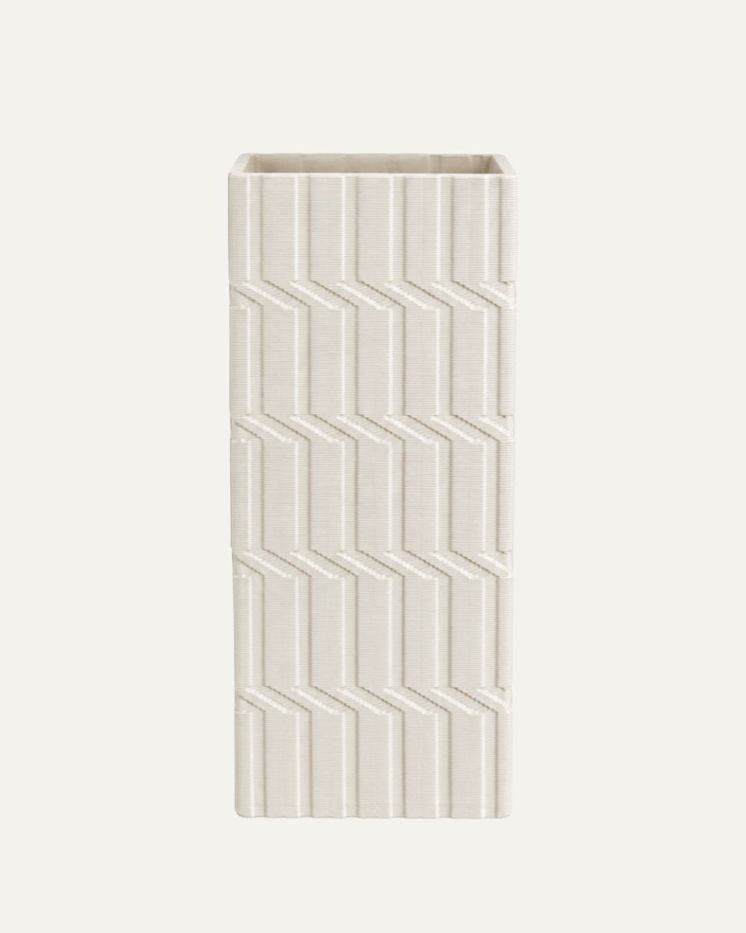 Jarrón blanco crema con textura zigzag - Tokio