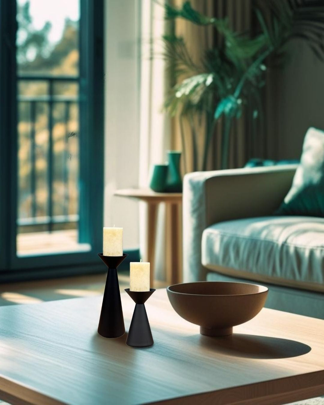 Konor - Portavelas de metal negro