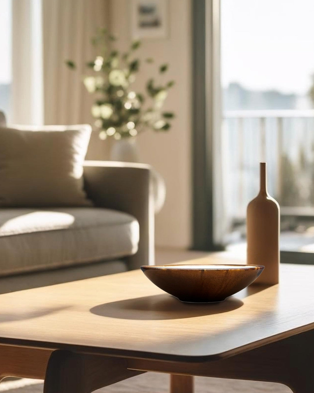 Bowl decorativo marrón y blanco