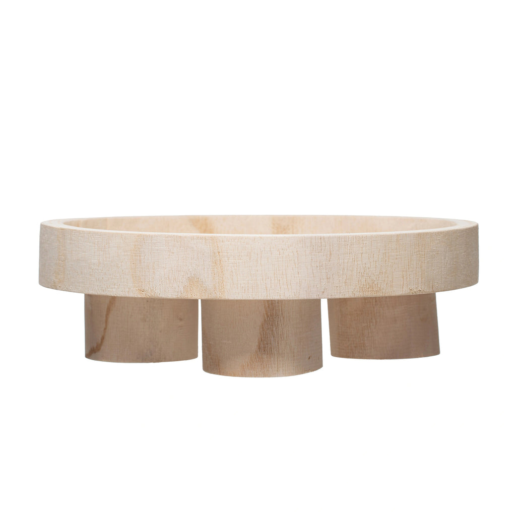 Wooden rustic decorative bowl on white background