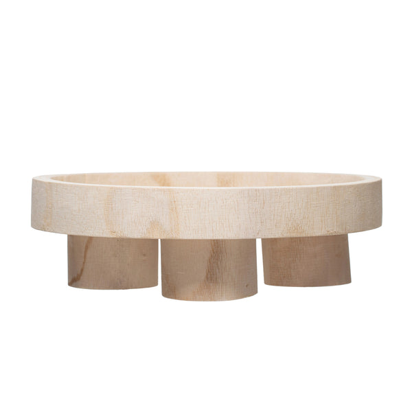Wooden rustic decorative bowl on white background