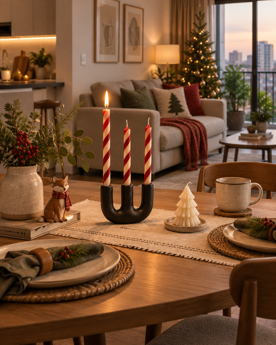 Trident -  Candelabro de cerámica para 3 velas