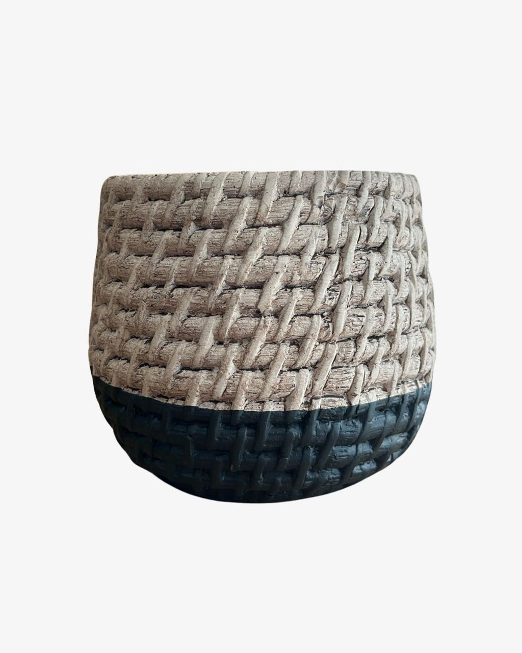 Macetero bicolor con textura trenzada - Ébano
