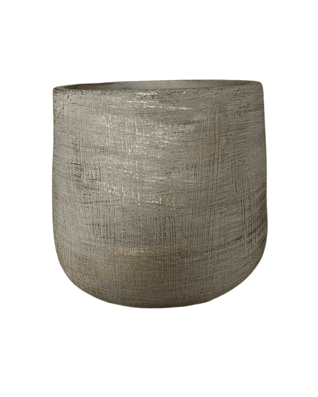 Macetero gris con vetas doradas