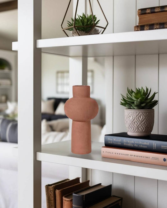 Aurora - Rounded Ceramic Vase With Cylindrical Base