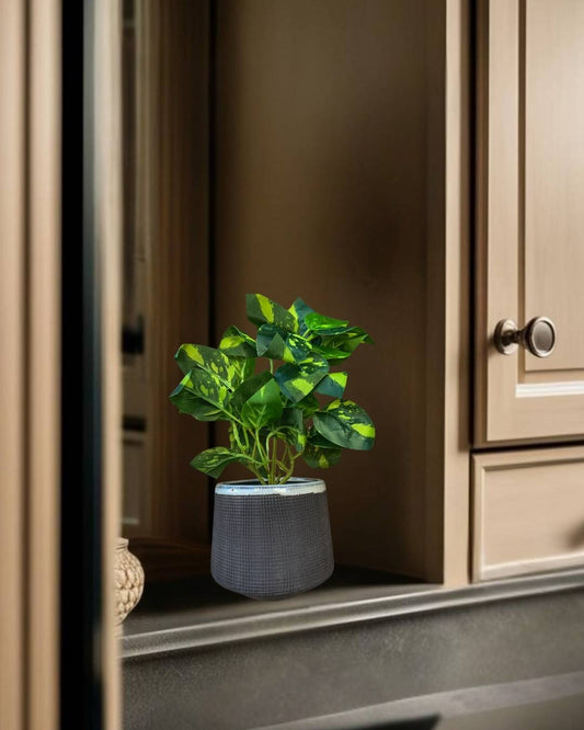 Devil's Ivy – 9.84" Faux Plant with Decorative Planter