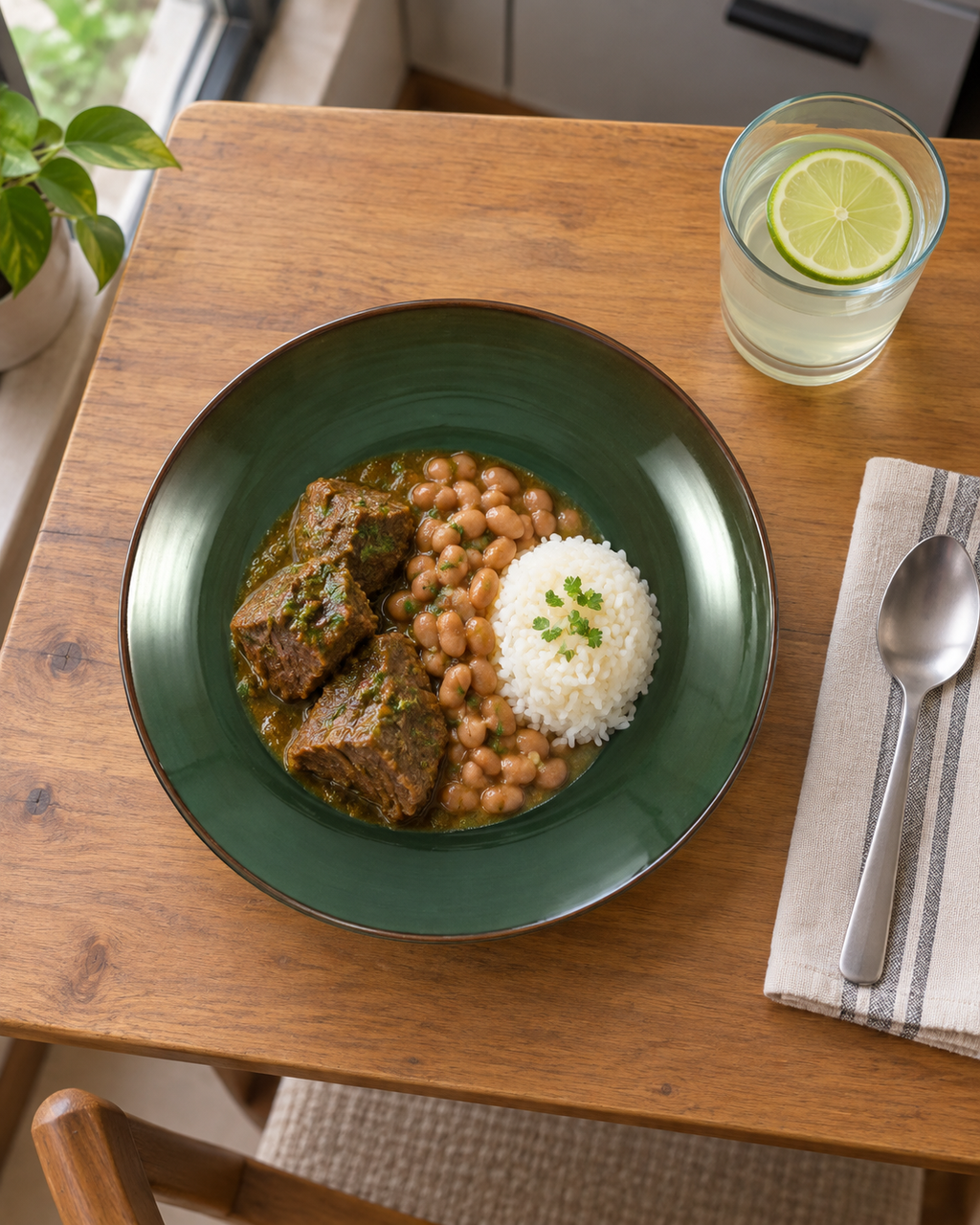 Plato hondo verde bosque con borde cobrizo – Bosque