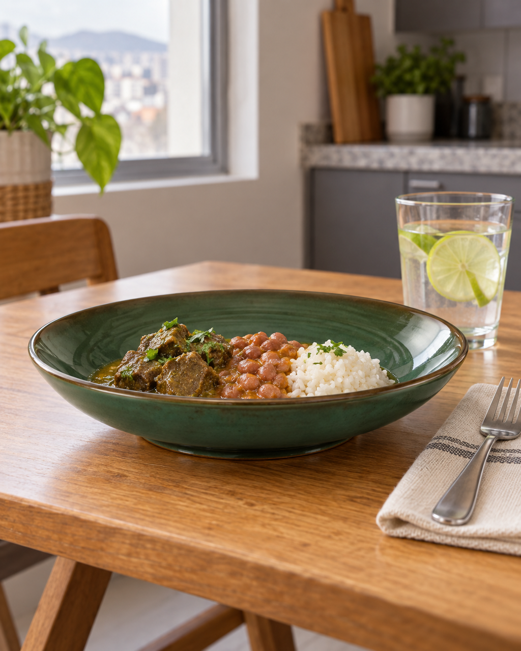 Plato hondo verde bosque con borde cobrizo – Bosque