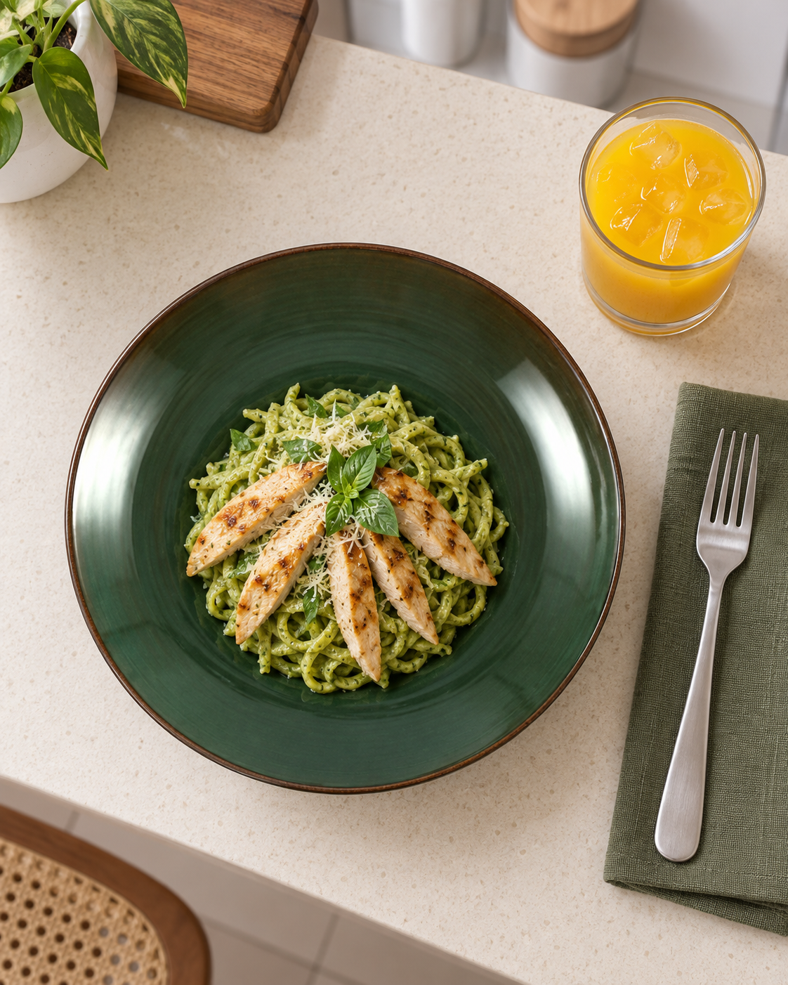 Plato hondo verde bosque con borde cobrizo – Bosque