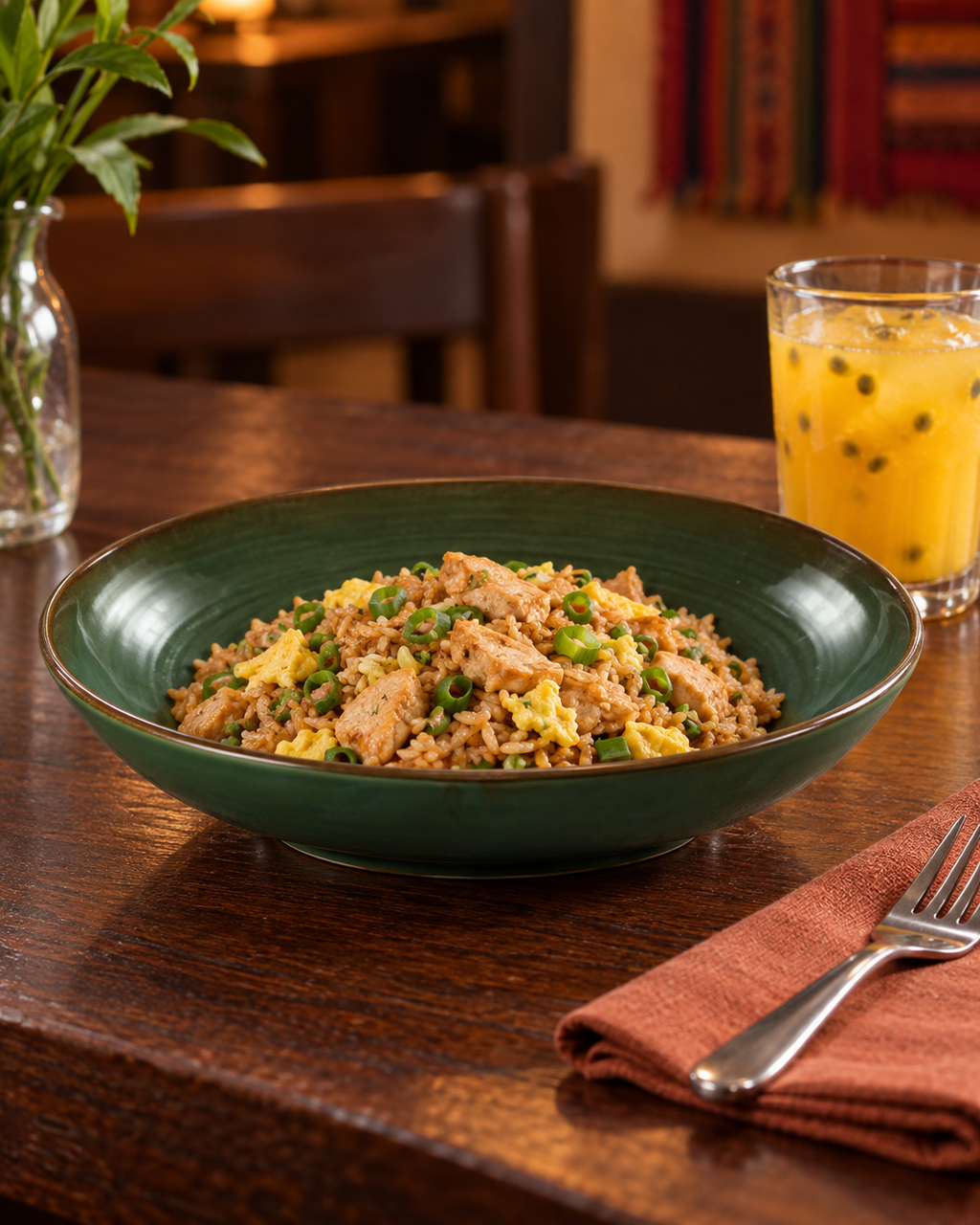 Plato hondo verde bosque con borde cobrizo – Bosque