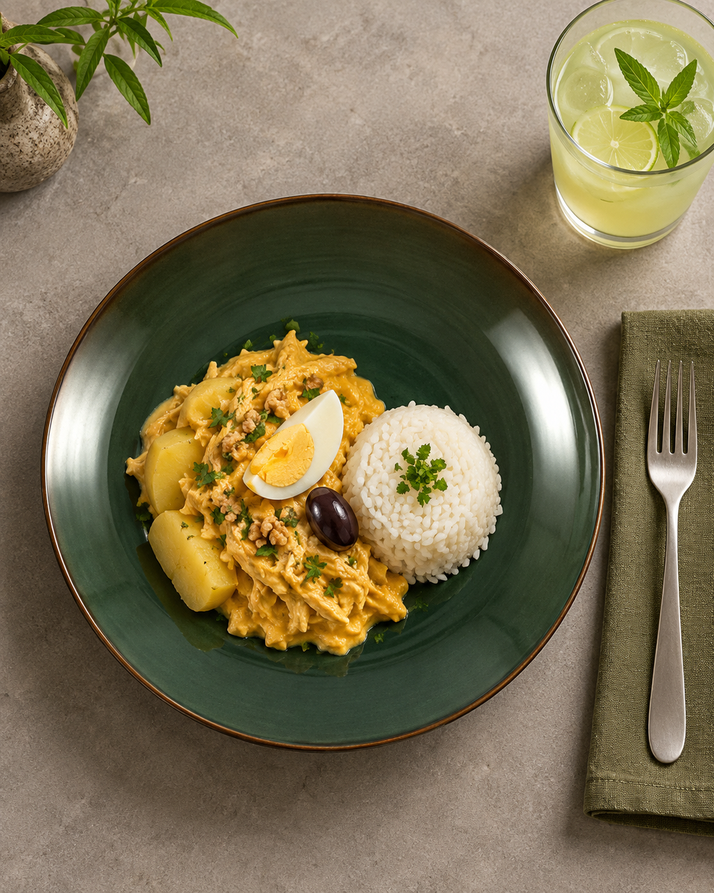 Plato hondo verde bosque con borde cobrizo – Bosque