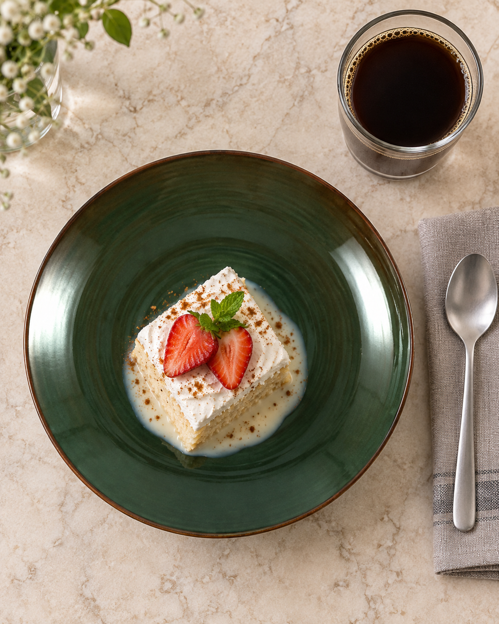 Plato hondo verde bosque con borde cobrizo – Bosque