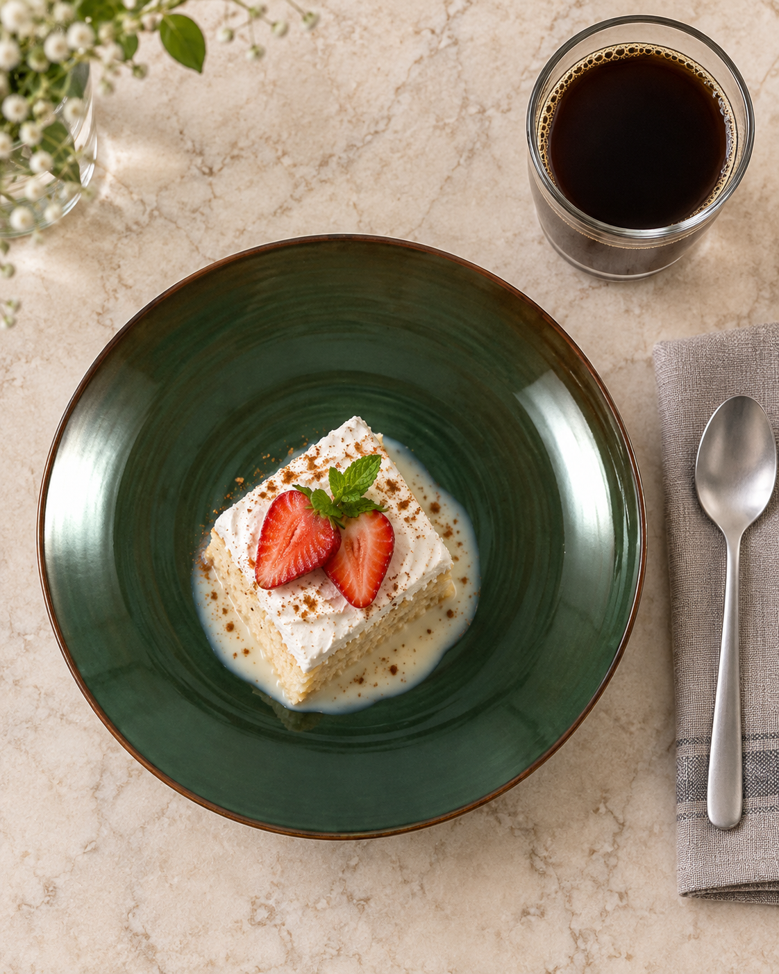 Plato hondo verde bosque con borde cobrizo – Bosque