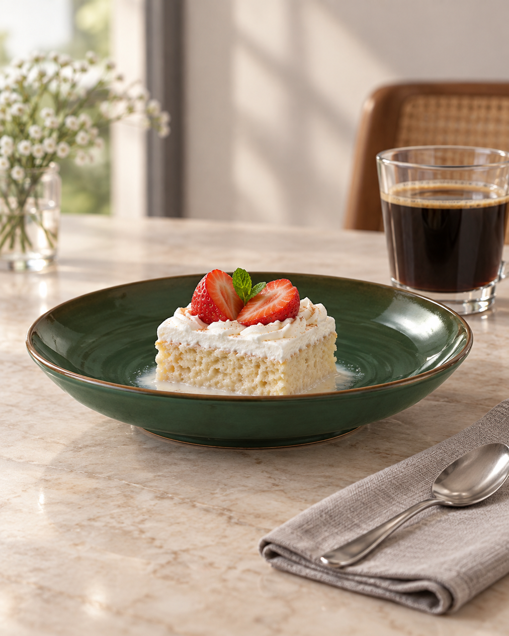 Plato hondo verde bosque con borde cobrizo – Bosque